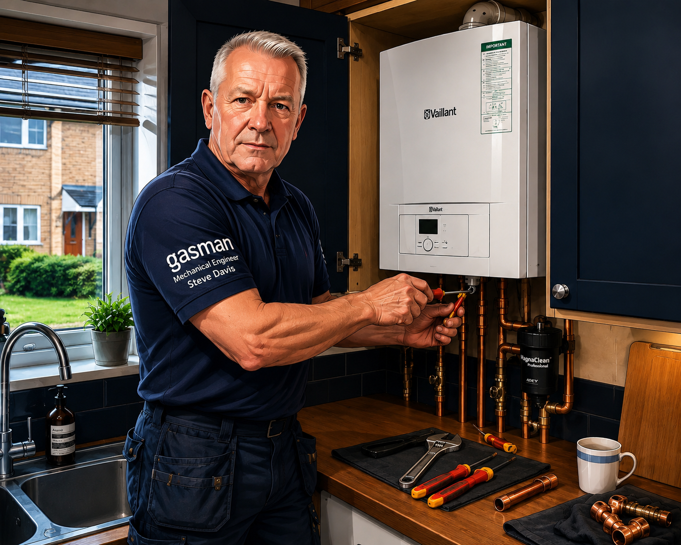 Steve working on a domestic boiler