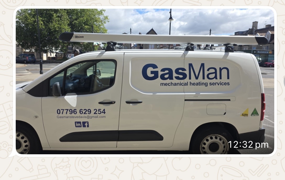 GasMan branded work van parked on a residential UK street